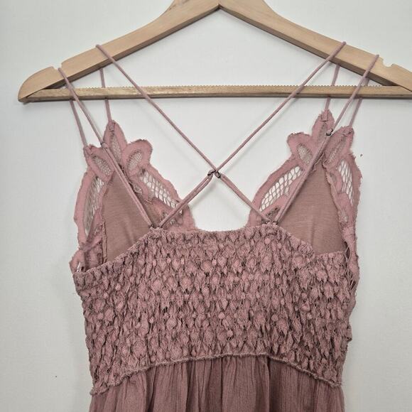 Free People Adella Lace Slip Mini Dress Size XS Pink Mauve - Picture 6 of 8